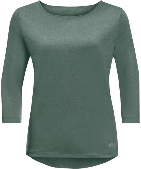 Jack Wolfskin Women's Pack & Go 3/4 T Longsleeve, olijfgroen/turkoois