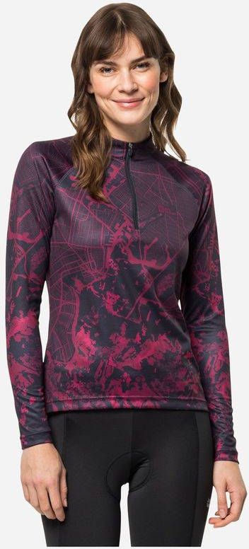 Jack Wolfskin Morobbia L/S Printed Fietsshirt Dames Grijs
