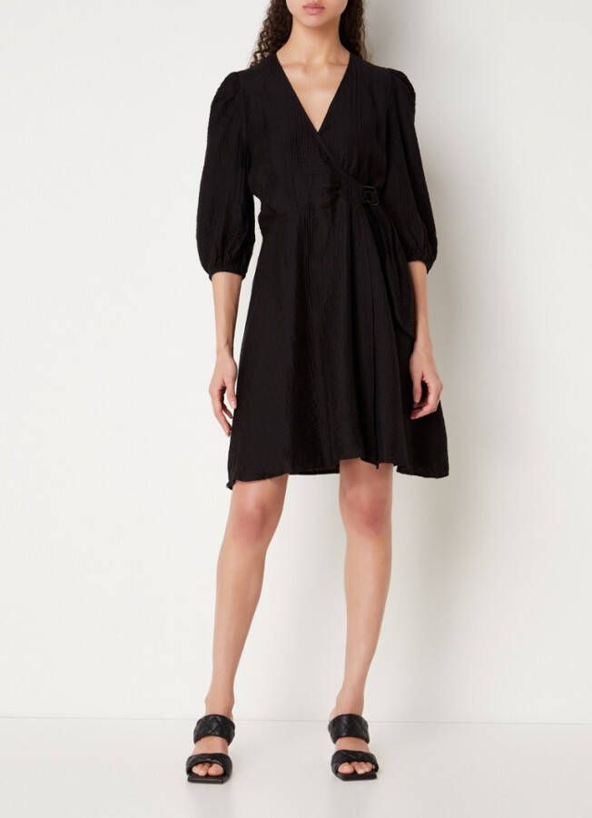 Bruuns Bazaar Leja mini jurk met pofmouw en ceintuur
