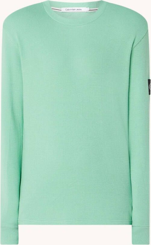 Calvin Klein Groene Sweater Monologo Badge Waffle Ls Tee