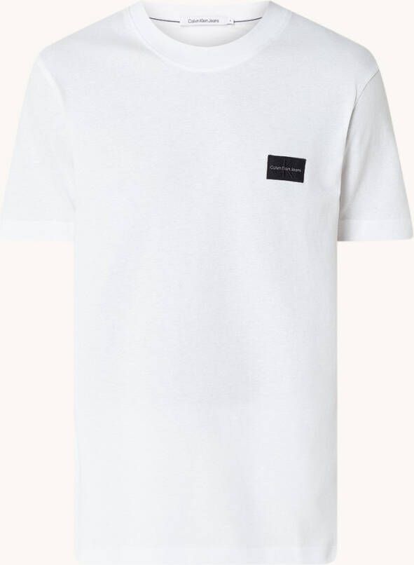 Calvin klein T shirt met ronde hals, shrunken badge op de borst