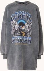 Colourful Rebel sweatjurk Cosmic Ryders met printopdruk grijs acid wash