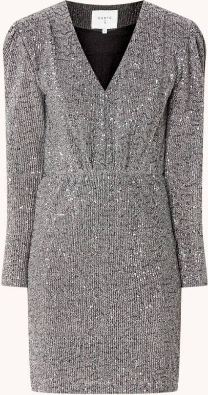 Dante 6 Zouzou mini tuniekjurk met pailletten en schoudervulling