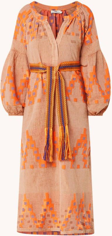 Devotion Korali maxi strandjurk met zijsplitten en strikceintuur