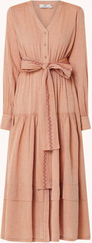 Devotion Korundio maxi jurk met strikceintuur en ballonmouw