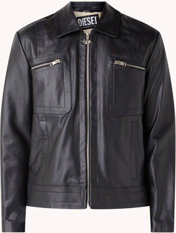 Diesel L Cale bikerjack van leer met ritszakken