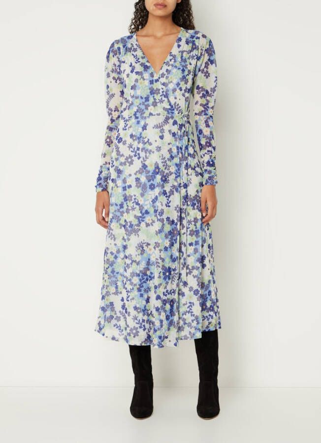Fabienne Chapot Natalie midi wikkeljurk van mesh met bloemenprint