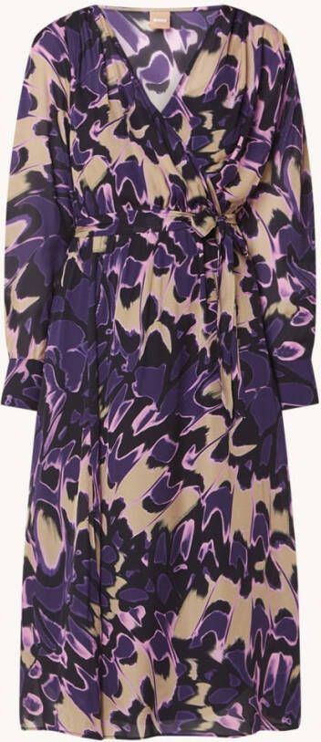 Hugo Boss Demaia midi wikkeljurk met ceintuur en print