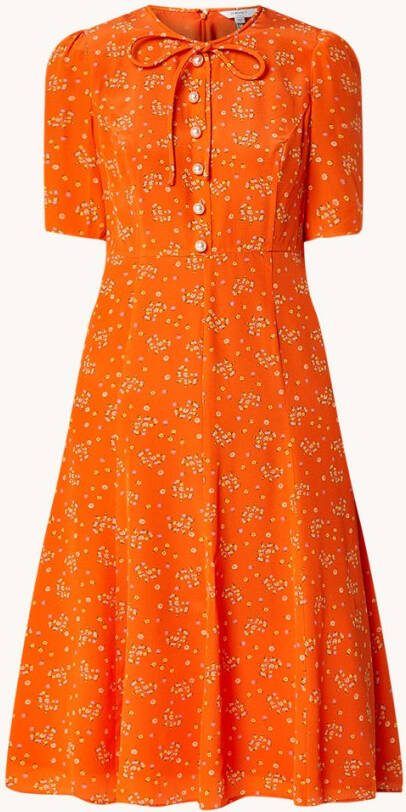 L.K.Bennett L K Bennett Montana midi jurk met bloemenprint en sierknopen