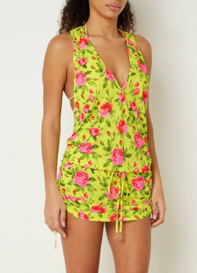 Luli Fama T Back mini jurk met bloemenprint en rugdecolletté