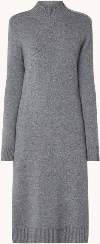 Maje Rachir midi trui jurk in kasjmierblend met col en knoopdetail