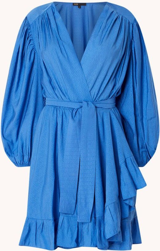 Maje Ribleu mini wikkeljurk met strikceintuur en volant