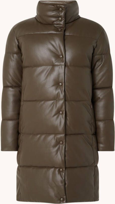 Mango Crank longline puffer jack van imitatieleer met ritszakken