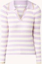 Mango Croch top met ribstructuur en streepprint