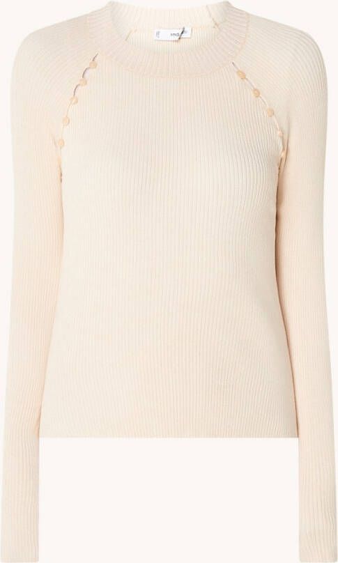 Mango Fenetre ribgebreide top met knoopdetail