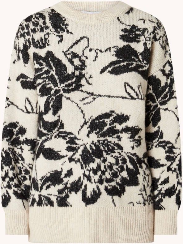 Mango Flores fijngebreide trui in wolblend met bloemenprint