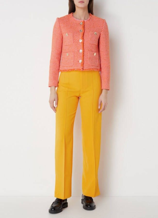 Mango Maca high waist straight fit pantalon van met siernaad