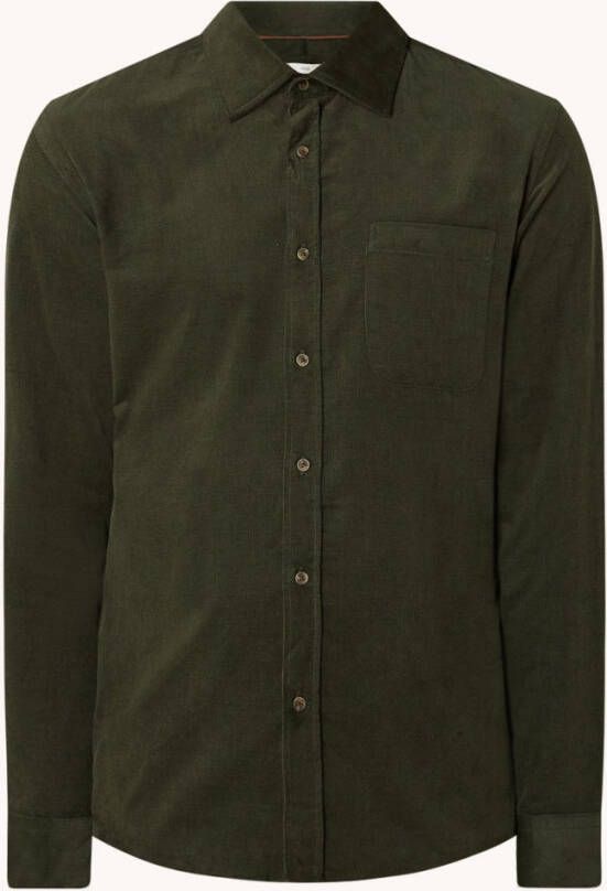 Mango Tadi slim fit overhemd van corduroy met borstzak