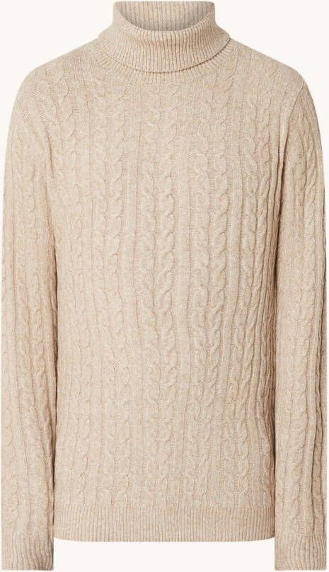 Mango Marias kabelgebreide coltrui in wolblend