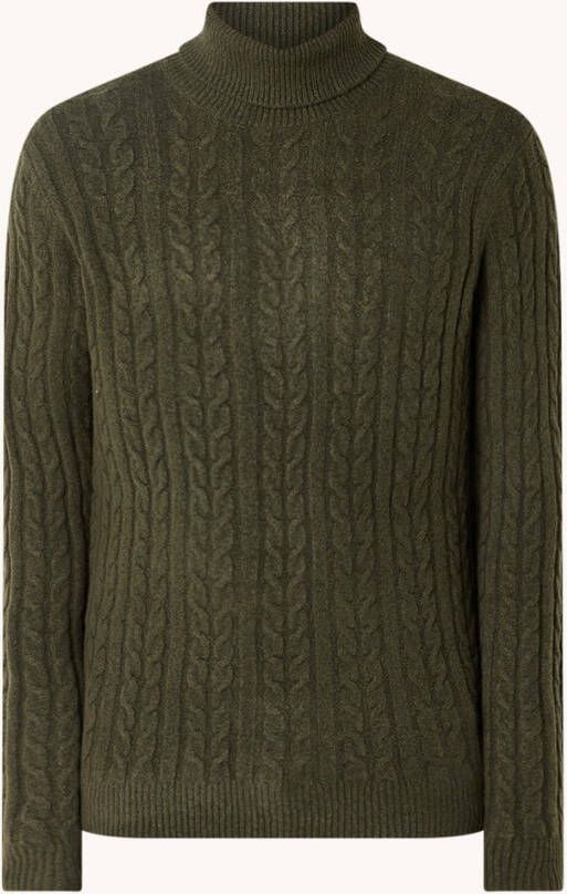 Mango Marias kabelgebreide coltrui in wolblend