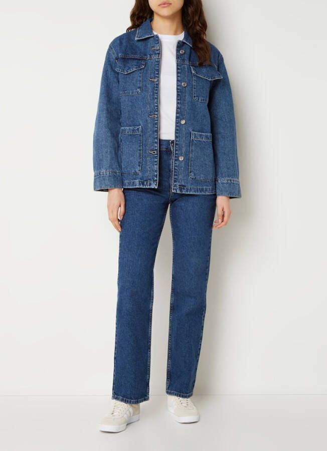 Mango Matilda mid waist straight fit jeans in medium wassing