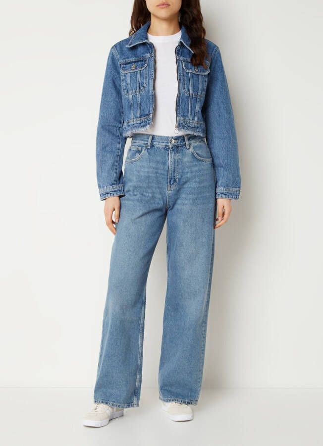 Mango Maya high waist wide fit jeans met lichte wassing