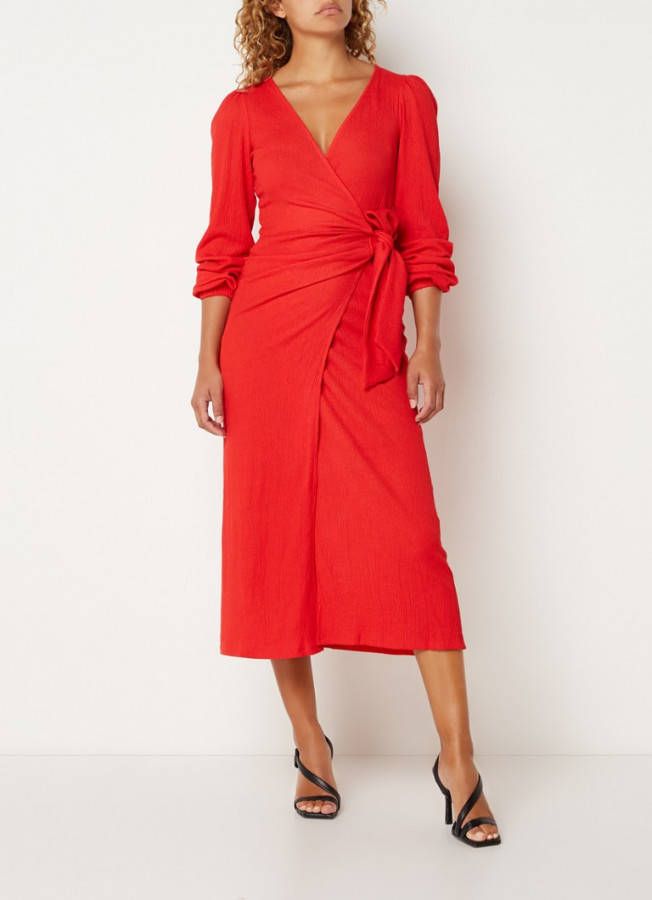 Mango Piusa midi wikkeljurk met structuur