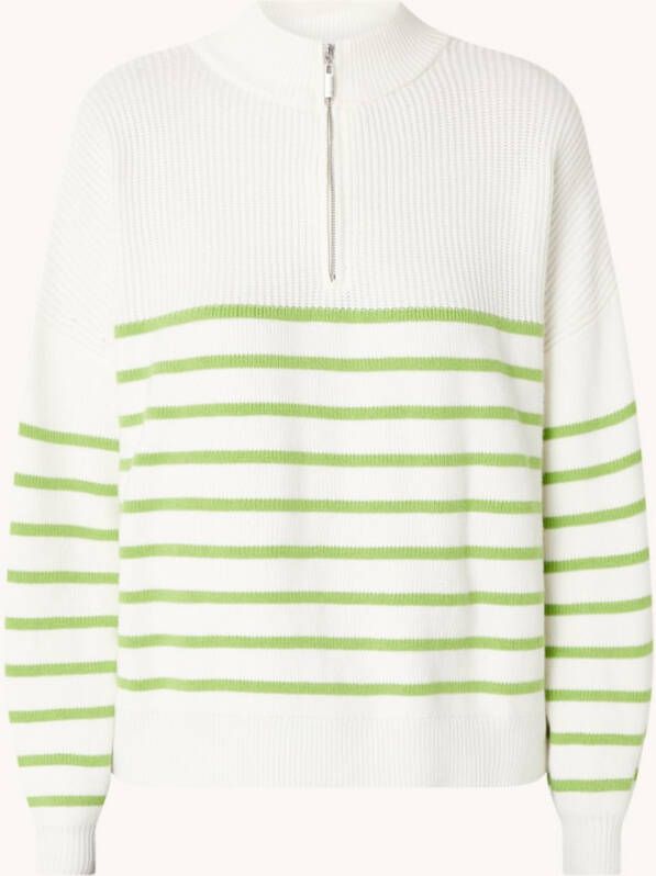 Mango Rizon grofgebreide trui met streepprint en halve rits