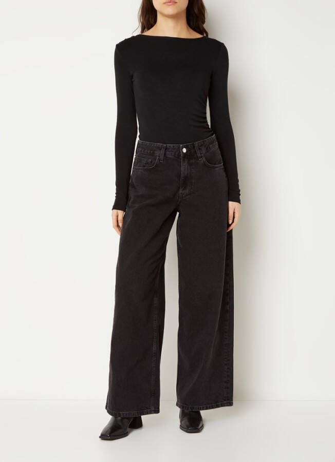 Mango Trucker high waist wide fit jeans met gekleurde wassing