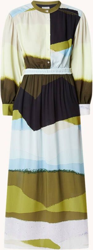 Marc O'Polo Maxi blousejurk met colour blocking en steekzakken