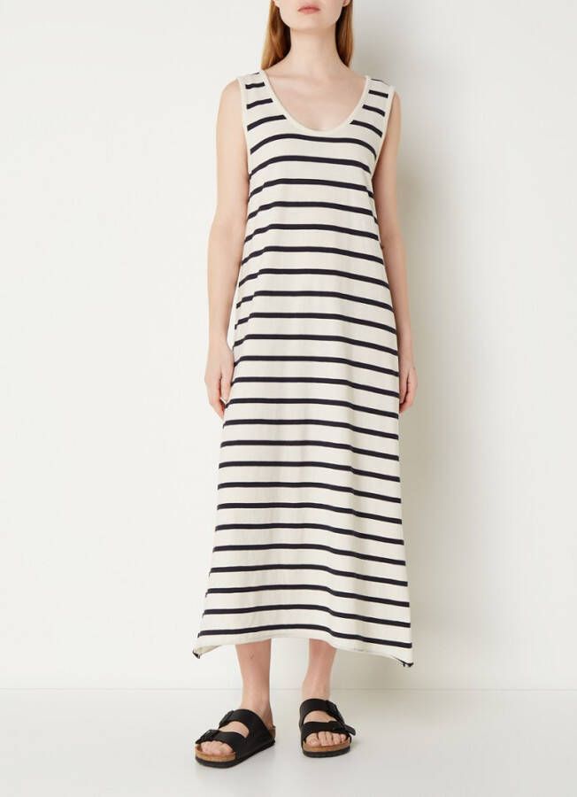 Penn & Ink Midi jurk van jersey met streepprint