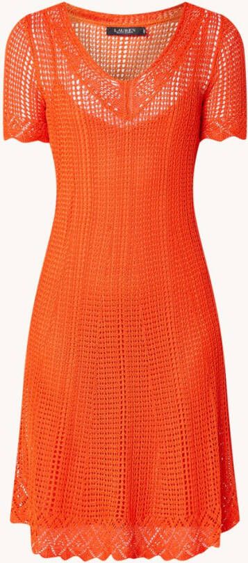 Ralph Lauren Fijngebreide mini jurk met opengewerkt dessin