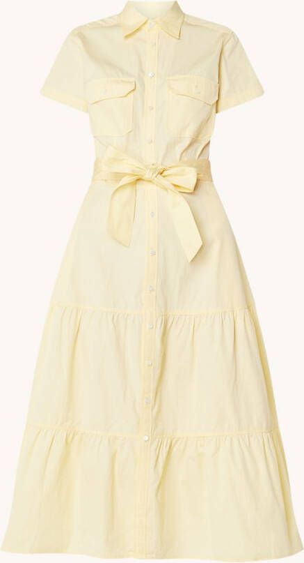 Ralph Lauren Gelaagde midi blousejurk met strikceintuur