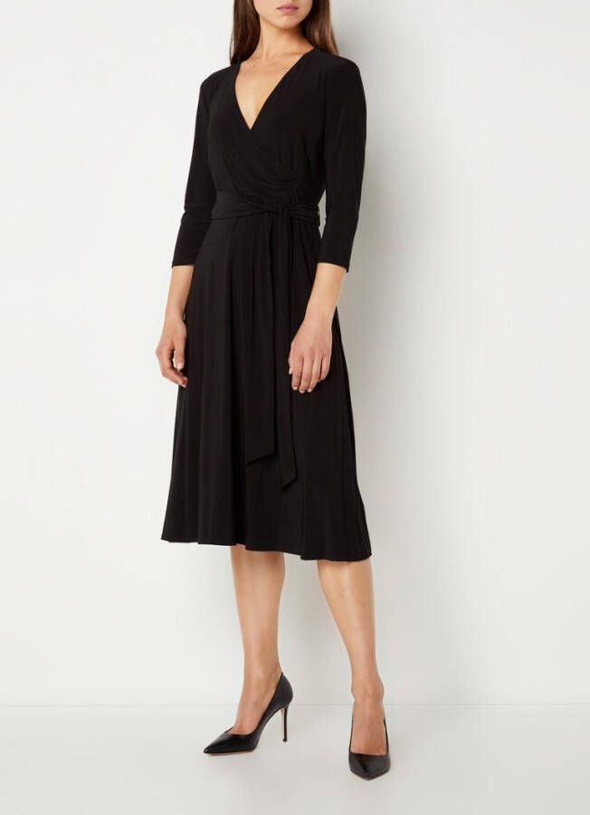 Ralph Lauren Midi jurk met strikceintuur en V hals