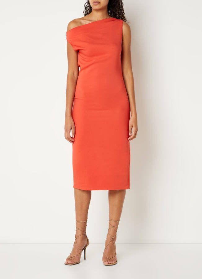 REISS Zaria midi jurk met plooidetail