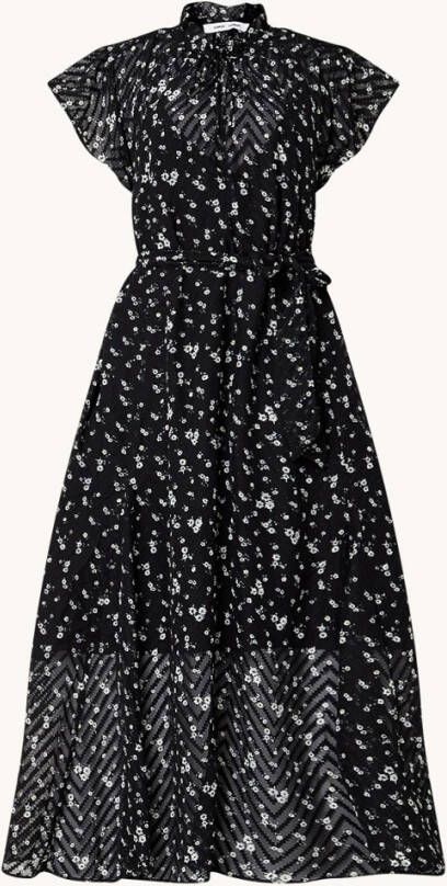 SAMS&#xD8, E SAMS&#xD8, E Karookh midi jurk met strikceintuur en borduring