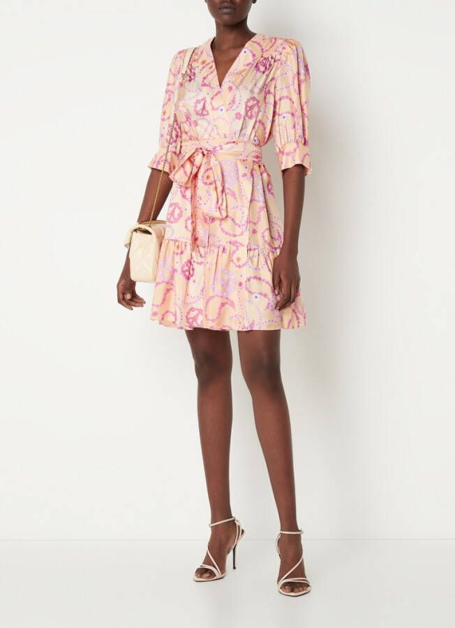 sandro Mini wikkeljurk van zijde met bloemenprint
