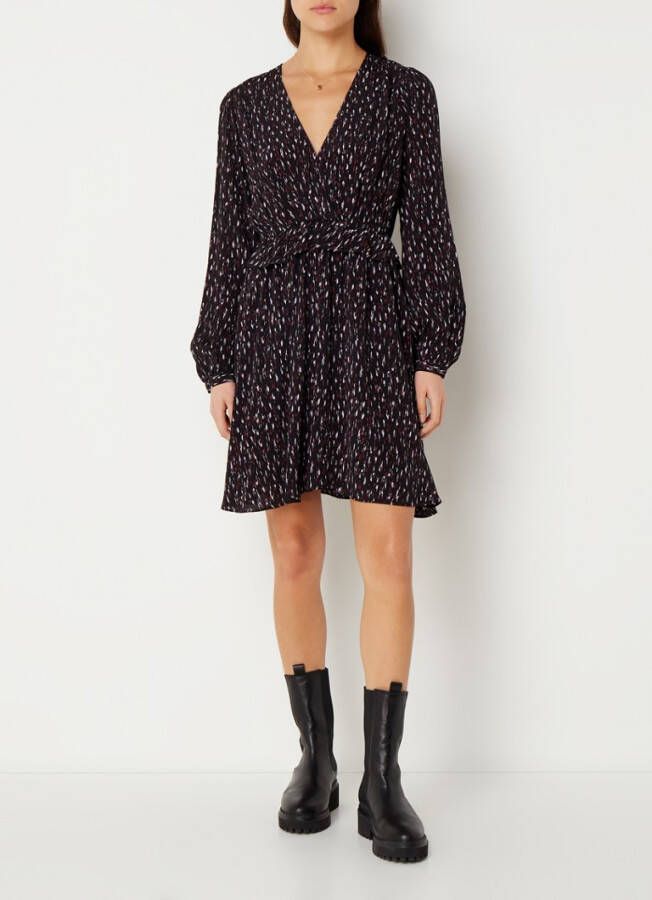 Scotch & Soda Mini jurk met print, V hals en lange mouwen