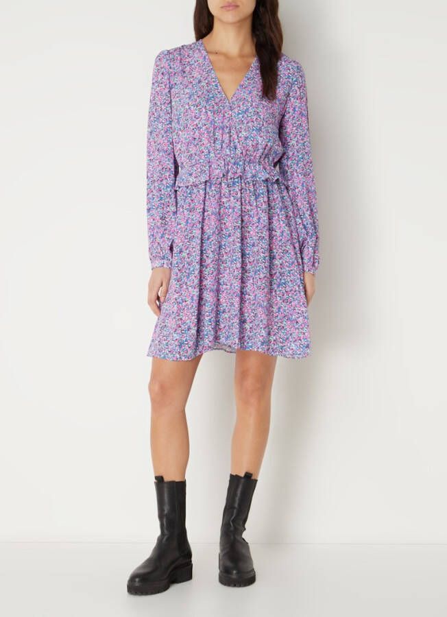 Scotch & Soda Mini jurk met print, V hals en lange mouwen