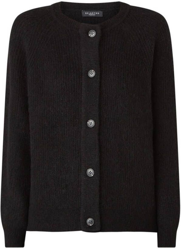 Selected Femme Vesten Lulu Long Sleeve Knit Short Cardigan B Zwart