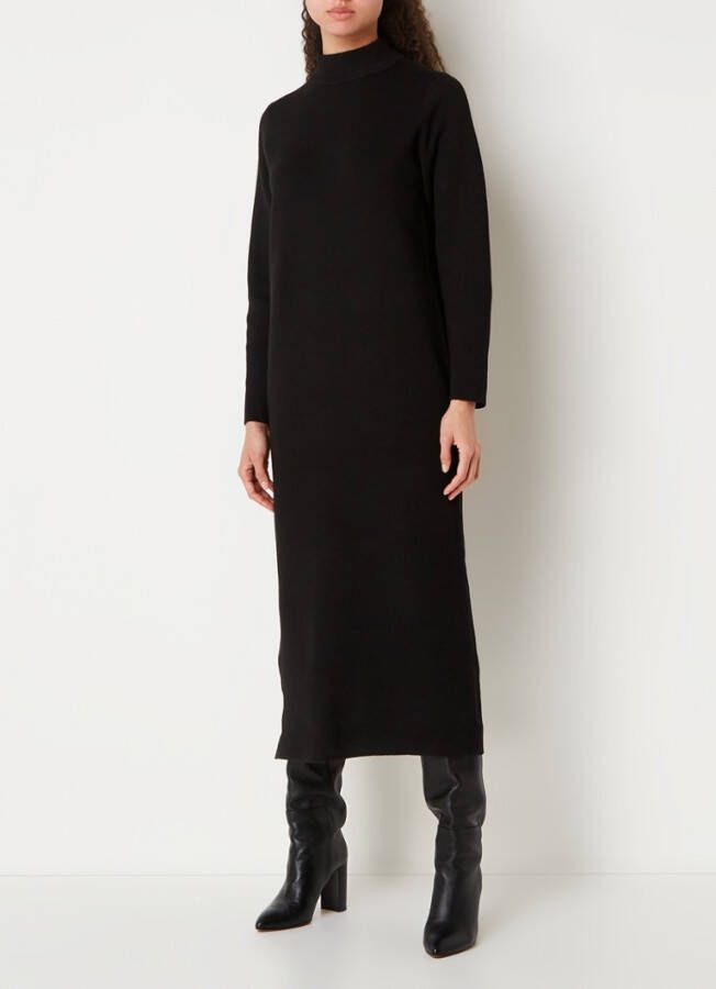 Selected Femme Merla fijngebreide midi jurk in wolblend met split