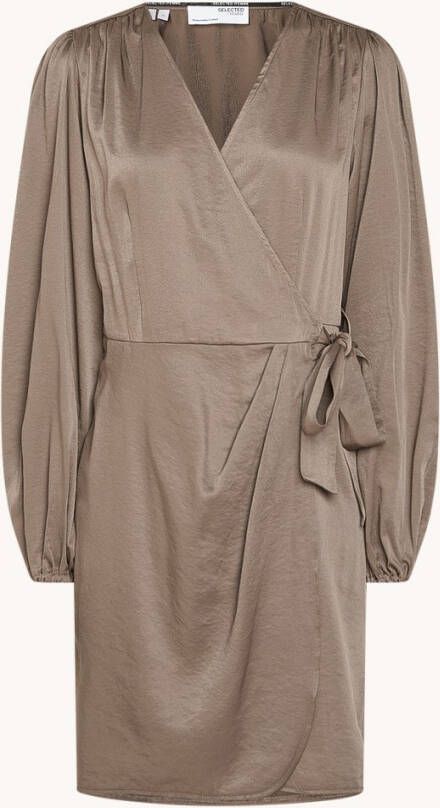 Selected Femme Stine mini wikkeljurk met ballonmouwen