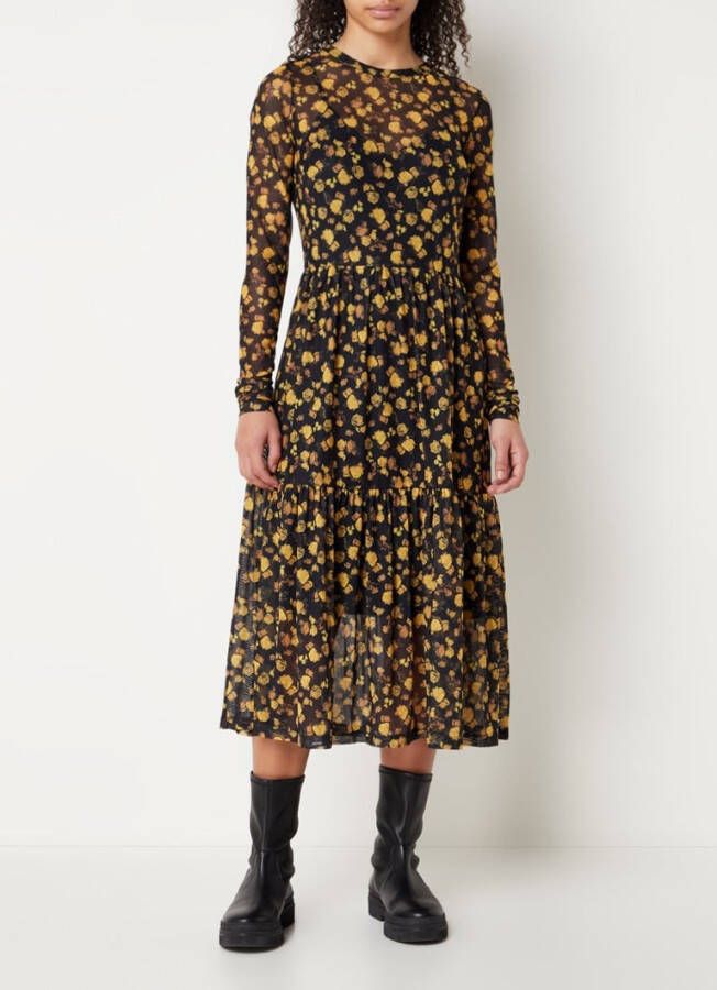 Tommy Hilfiger Midi jurk van mesh met bloemenprint
