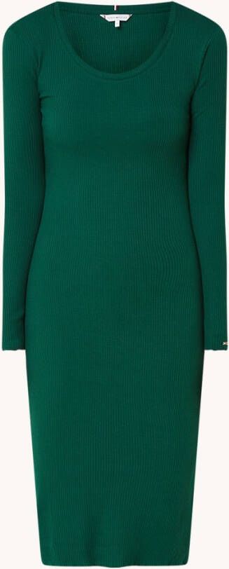 Tommy Hilfiger Ribgebreide midi jurk van katoen