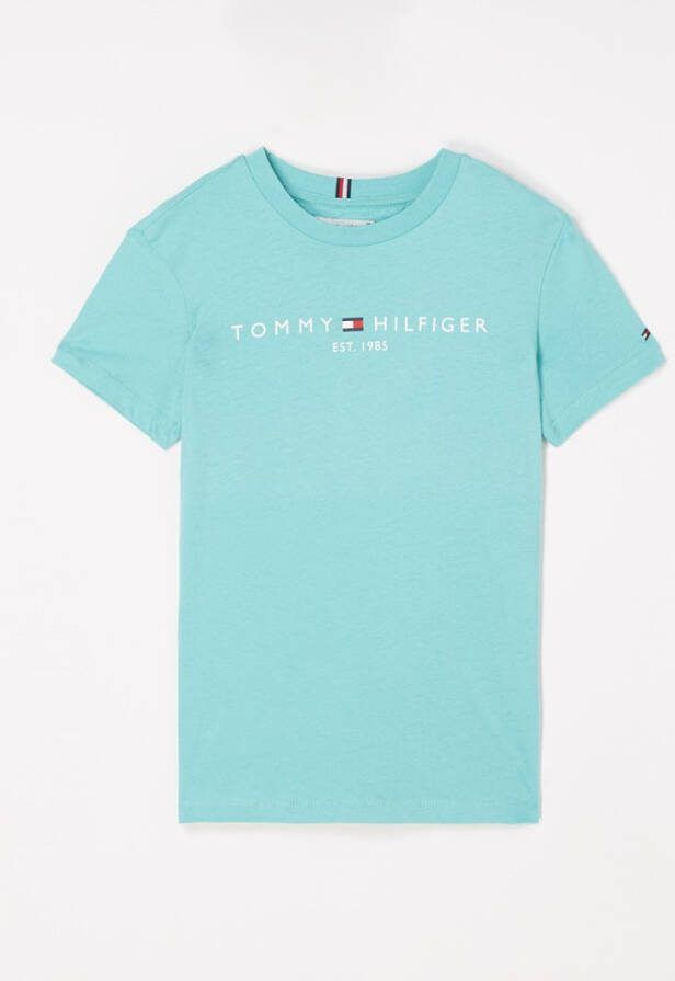 Tommy Hilfiger ! Jongens Shirt Korte Mouw -- Turquoise Katoen