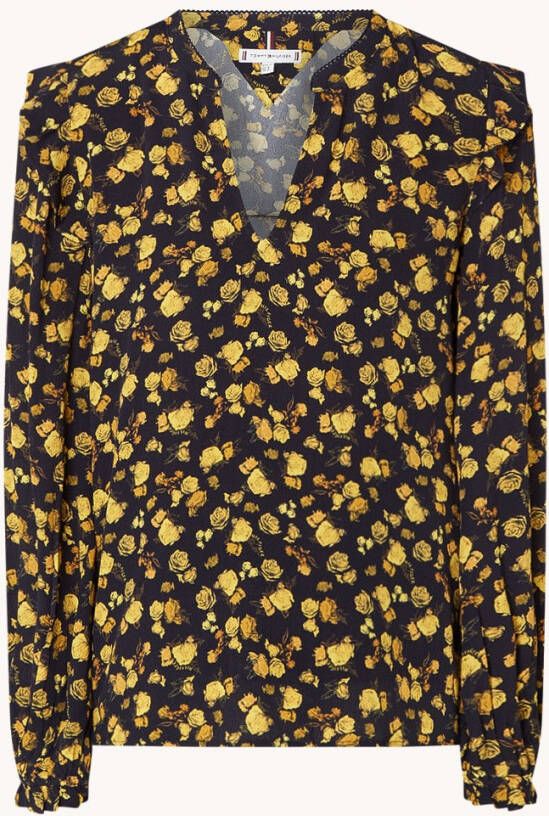 Tommy Hilfiger Blouse met bloemenprint, V hals en lange mouwen