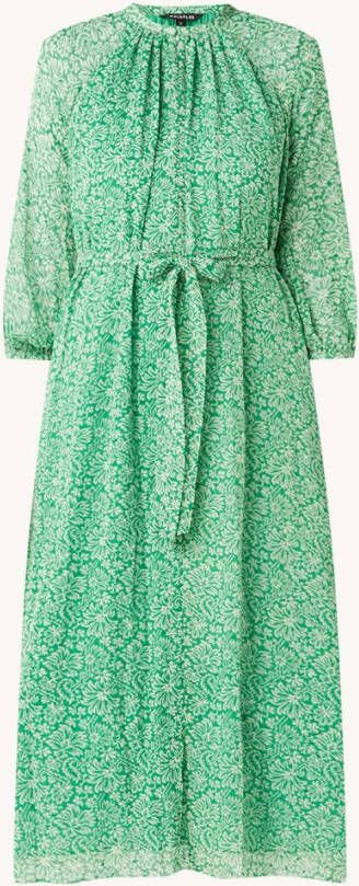 Whistles Indo midi jurk met strikceintuur en keyhole