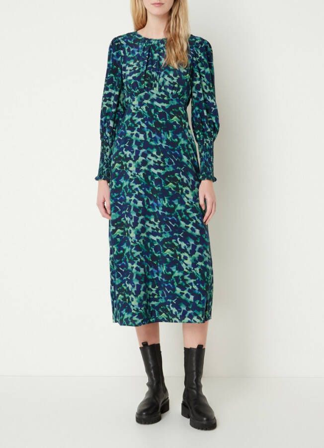 Whistles Midi jurk met grafische print en pofmouw