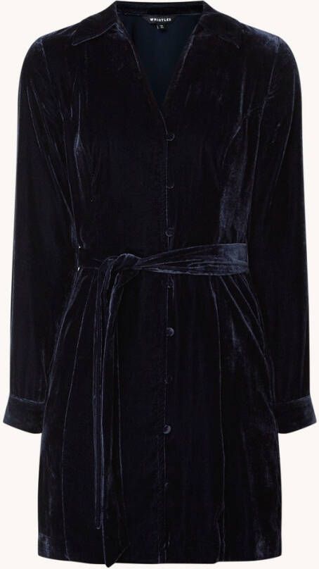 Whistles Mini wikkeljurk van fluweel met strikceintuur
