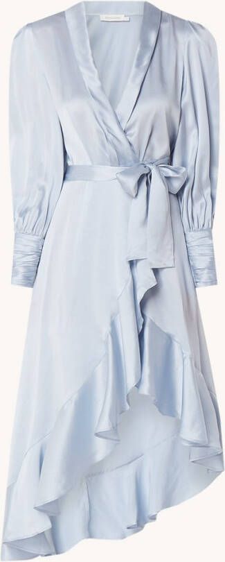 Zimmermann Midi wikkeljurk met strikceintuur met asymmetrische zoom